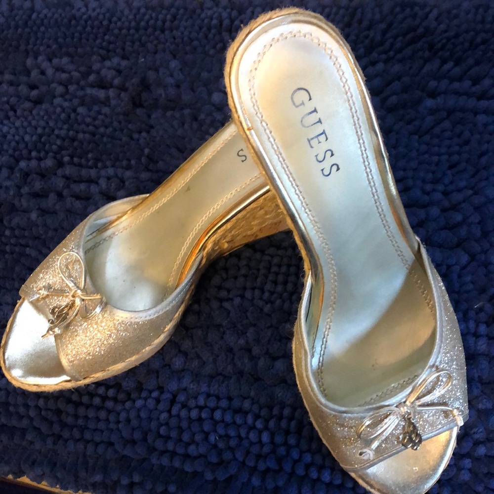 Guess gold tone wedge sandals